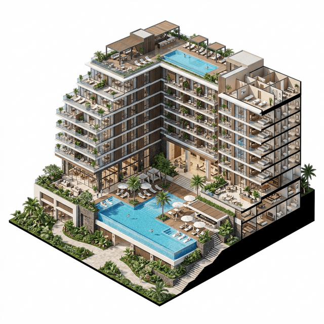 3D render of Hotels and Resorts